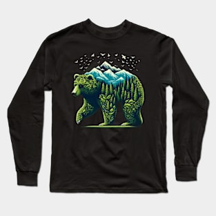 Bear Nature Outdoor Mountains Forest Trees Bear Wildlife Long Sleeve T-Shirt